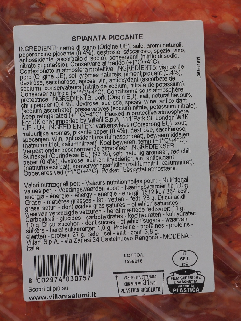 Spianata Piccante Aufschnitt