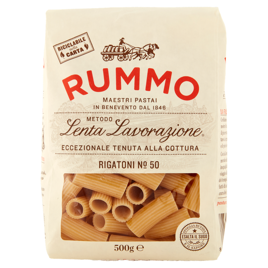Rummo Rigatoni Nr. 50 – gerillte Hartweizenpasta, 500 g