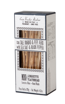 Casa Vecchio Mulino Linguette mit Meersalz und Pfeffer, italienisches Salzgebäck, 120 g
