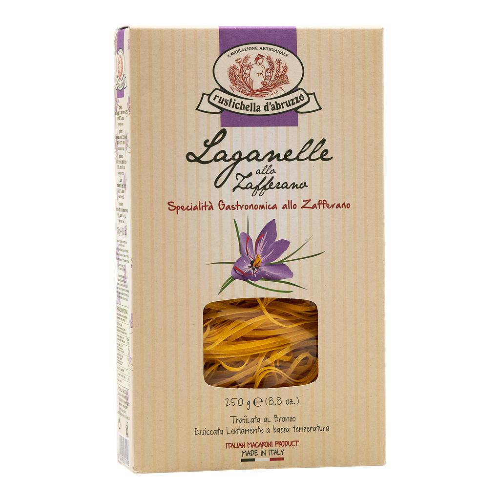 Rustichella Laganelle – breite Eierbandnudeln mit Safran, 250 g