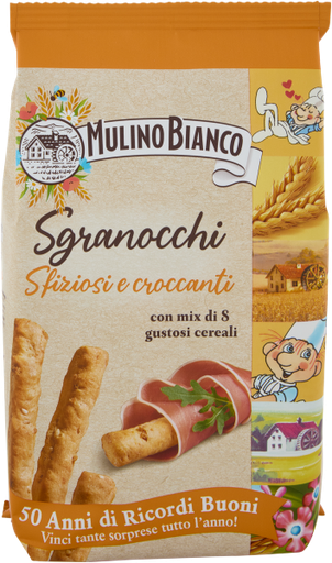 Mulino Bianco Sgranocchi Sfiziosi 220 g – knusprige Grissini mit Getreide und Sesam