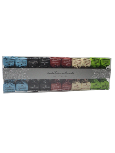 Antica Torroneria Tartufini dolci misti 140 g, transparentes 20er-Etui mit fünf Sorten